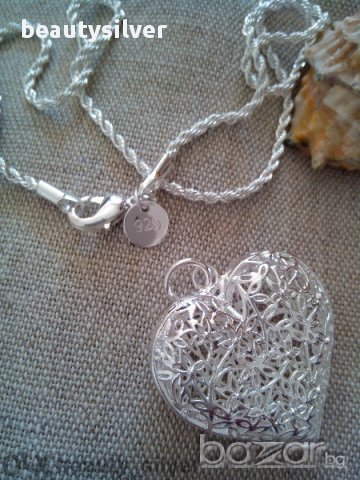 Сребърно колие Сърце, код 0541, снимка 2 - Колиета, медальони, синджири - 11006079