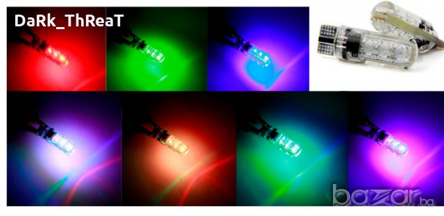 RGB LED T10 цветни крушки с дистанционно управление, снимка 6 - Аксесоари и консумативи - 20813535
