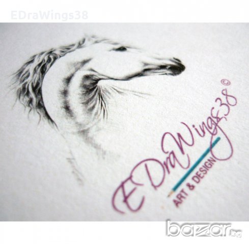 Картичка "Кон II" /отпечатана от моя оригинална графика/, снимка 5 - Други - 19677536