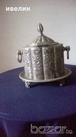 посребрена антикварна захарница,купа, снимка 4 - Антикварни и старинни предмети - 20409596