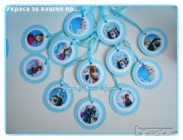 медальони за детски рожден ден с  героите от Леденото кралство