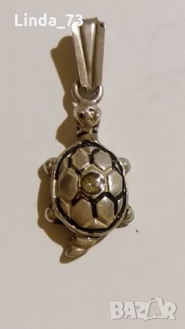 Среб.медальон-костенурка с циркон-проба-925. Закупен от Италия., снимка 2 - Колиета, медальони, синджири - 21774827