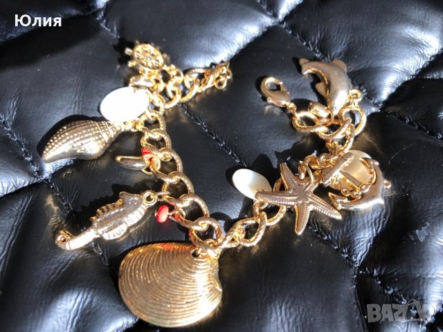 Златиста гривна с морски мотиви, снимка 5 - Гривни - 24064753