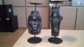 Африкански свещници-2бр дърво/метал 28х10см-внос швеицария, снимка 1 - Антикварни и старинни предмети - 17808651