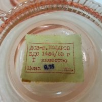  антикварен сервиз чинии розово стъкло 53г, снимка 2 - Антикварни и старинни предмети - 22342884