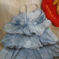 Дънкова рокля Zara 6-9 месеца , снимка 3 - Бебешки рокли - 25586060