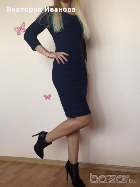 -20% Тъмно синя дантелена рокля, снимка 1