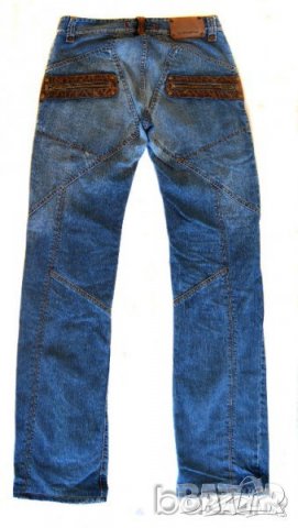 Bray Steve Alan Denim Einstein мъжки сини дънки с кожени орнаменти 100% памук, снимка 2 - Дънки - 23461014