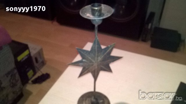 Свещник звезда-40/20см метален-внос швеицария, снимка 2 - Антикварни и старинни предмети - 13696033