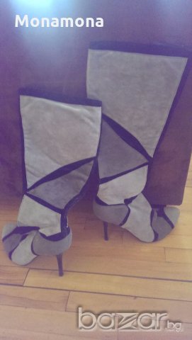 РАЗПРОДАЖБА Страхотни велурени ботуши, снимка 2 - Дамски ботуши - 18249533
