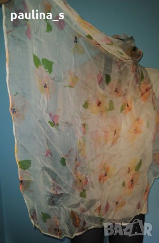 Пъстър шал с флорален принт - органза, снимка 2 - Шалове - 25664247