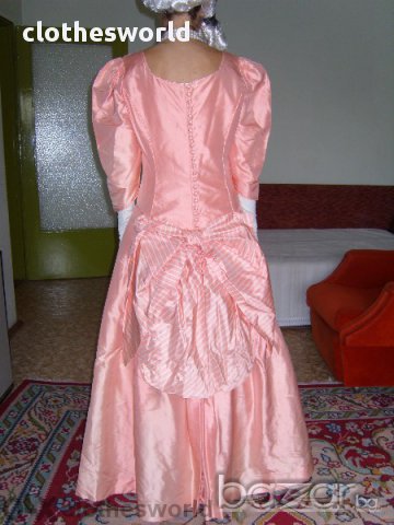 Бална рокля във викториански стил в коралов цвят, снимка 13 - Рокли - 11690435
