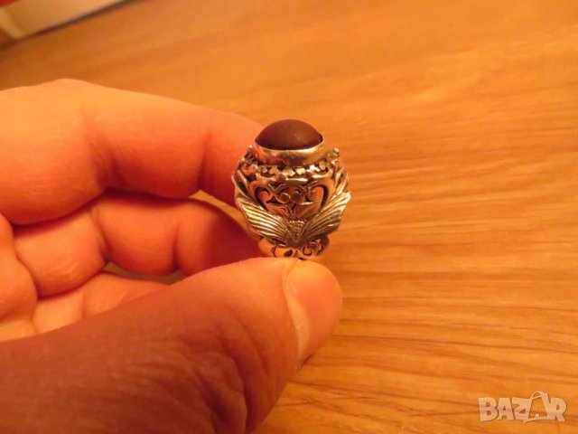 старинен мъжки сребърен пръстен с яспис  - уникален модел и невероятна красота - Внос от Щатите., снимка 9 - Пръстени - 24403329
