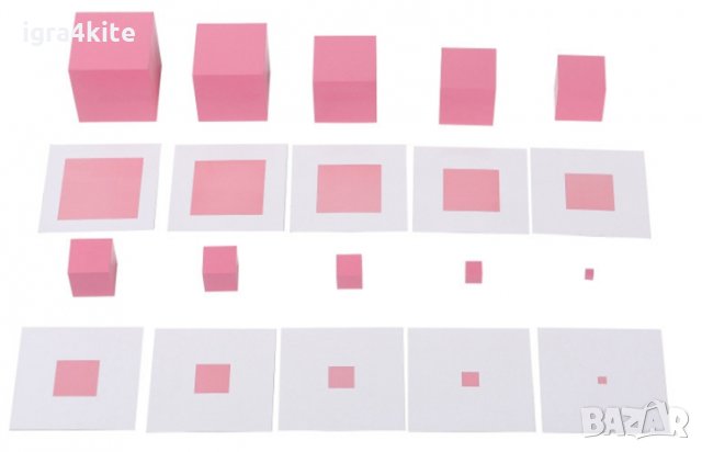 Контролни карти за голяма розова кула Монтесори 1-10см., снимка 2 - Образователни игри - 25013053