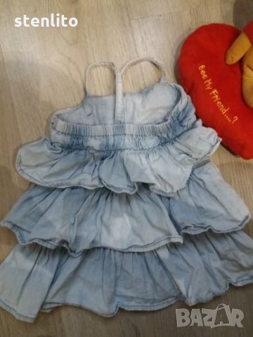 Дънкова рокля Zara 6-9 месеца , снимка 3 - Бебешки рокли - 25586060