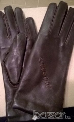 кафяви дамски ръкавици ест. кожа, снимка 6 - Шапки - 20355515