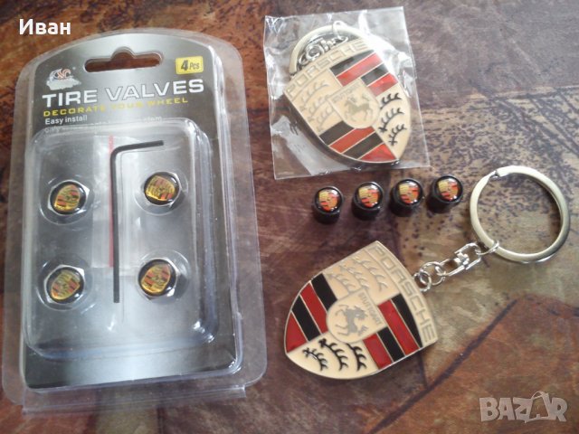 3 вида Ключодържател 3 вида капачки за вентили метална еблема и силиконов стикер Порше Porsche, снимка 5 - Аксесоари и консумативи - 24568689