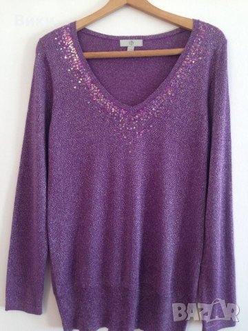 Блуза с ламе и мъниста, снимка 3 - Блузи с дълъг ръкав и пуловери - 23684788