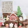 Коледна къщичка къща Дядо коледа Елен Елха Олаф снежко силиконов молд форма украса торта фондан, снимка 1 - Форми - 20268999