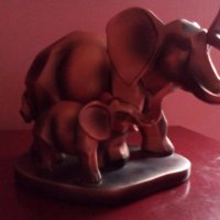 Слон с малко слонче.Масивна,стилизирана пластика, снимка 6 - Статуетки - 19920897
