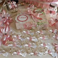 Комплект за кръщене в розово и бяло с калинки и подаръчета слончета, снимка 2 - Подаръци за кръщене - 16467587