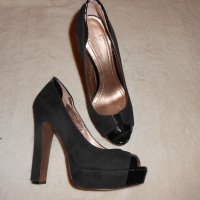 Черни високи обувки BSB номер 36 и половина , снимка 3 - Дамски елегантни обувки - 22306865
