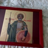 Икона на Свети вкм. Мина , репродукция с дървена рамка и стъкло, снимка 4 - Икони - 25099287