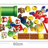 Супер Марио Super Mario самозалепващ стикер лепенка за стена, снимка 2 - Други - 24753199