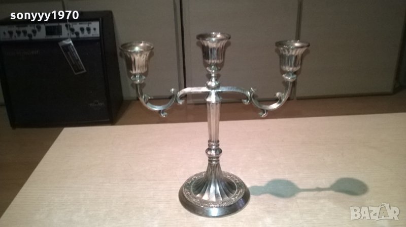 Silver plated-made in hong kong-антика-свещник- внос швеицария, снимка 1