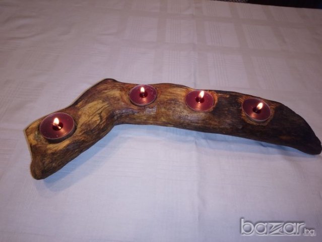 Дървени свещници, снимка 3 - Декорация за дома - 20324482