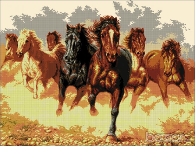  гоблен "В ГАЛОП"-Д40;размери/44*33/см.;18 цвята-дмц;48лв, снимка 2 - Гоблени - 8240638