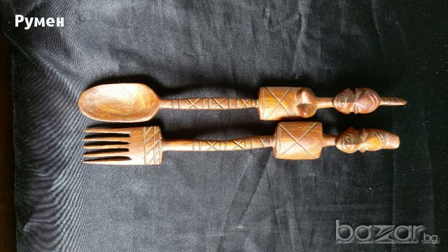 Дървени прибори Африкански , снимка 3 - Декорация за дома - 16724818