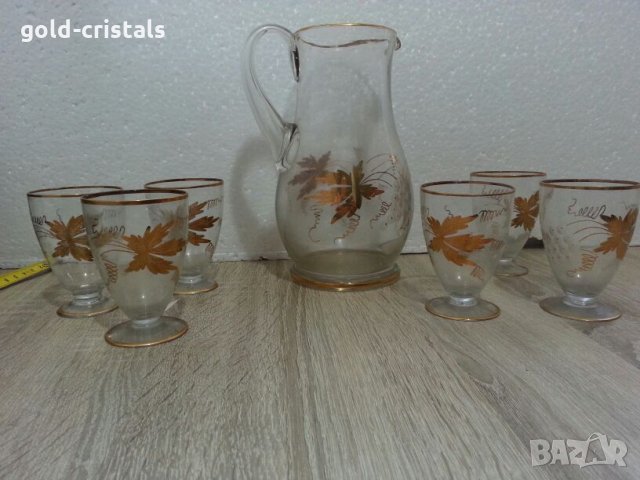 Ретро стъклени  чаши и кана , снимка 2 - Антикварни и старинни предмети - 22743899