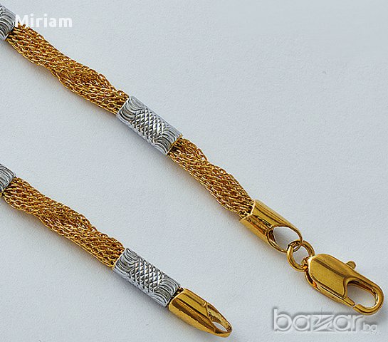 Интересен ланец от 9к жълто и бяло попълнено злато 15 лв., снимка 3 - Колиета, медальони, синджири - 10286609