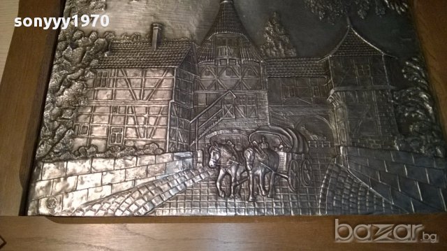 Голяма картина/пластика с дървена рамка 84/64см-внос швеицария, снимка 6 - Антикварни и старинни предмети - 14880408