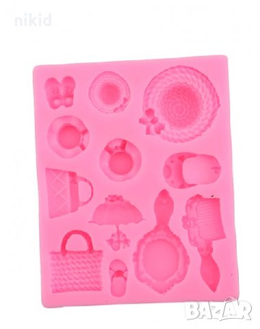 Аксесоари Мода шапка чанта огледало гребен чадър силиконов молд форма за украса торта с фондан 