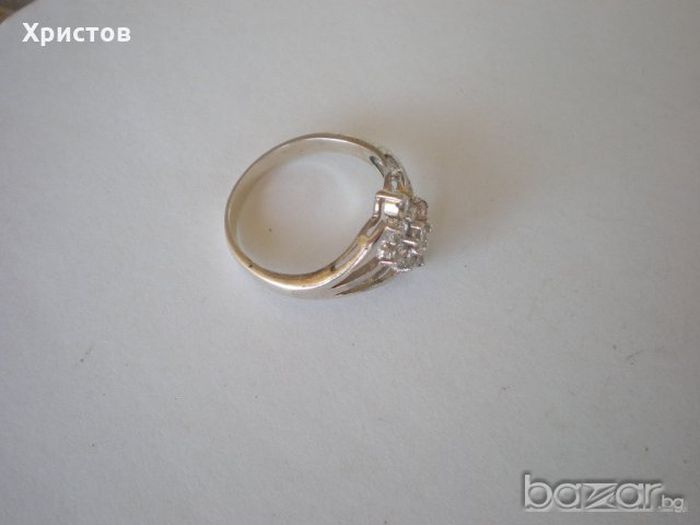Сребърен пръстен с камъчета, снимка 2 - Пръстени - 18674076