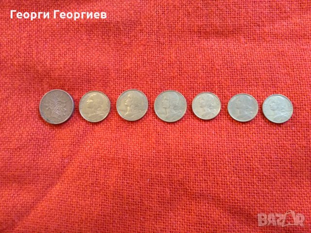 Френски  монети, 7 броя, емисии от 1992г. до 1976г., много запазени, снимка 11 - Нумизматика и бонистика - 23356475