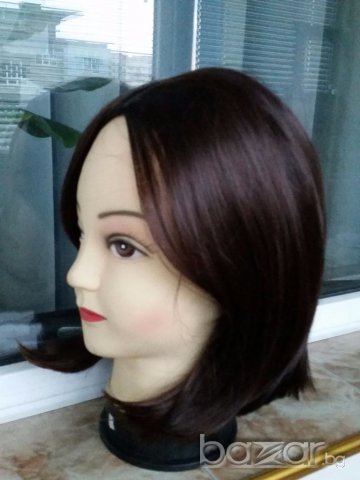 Нова права тъмно кестенява перука без бретон - 35 см. - мод.52, снимка 6 - Аксесоари за коса - 16213588