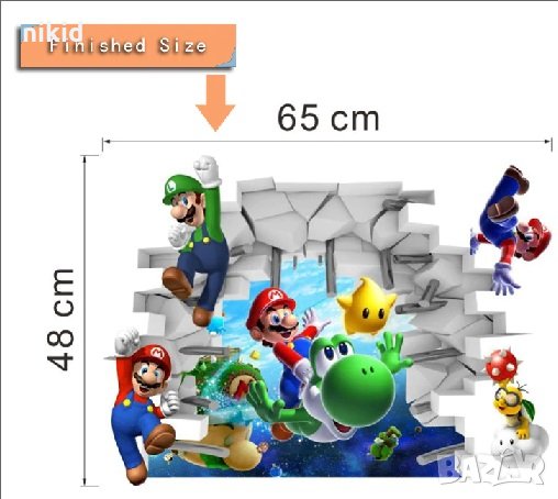Камъни Дупка Супер Марио Super Mario самозалепващ стикер лепенка за стена, снимка 2 - Други - 24830579