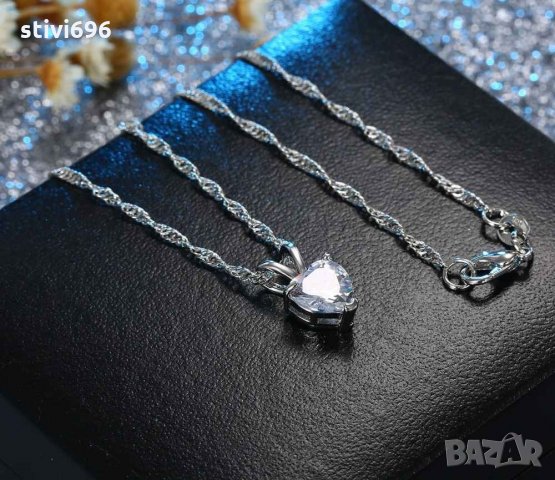 Колие сърце 925 стерлинг кубически цирконий Ново. , снимка 3 - Колиета, медальони, синджири - 22641779