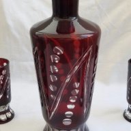 Кристални чаши и гарафа червен цветен  кристал , снимка 9 - Антикварни и старинни предмети - 17470314