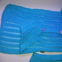 S/M Auzu синя дълга жилетка, фино плетиво – S/Mразмер, снимка 11 - Жилетки - 25152165