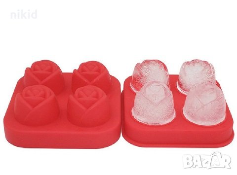 3D 4 рози роза дълбок 2 части силиконов молд форма за лед шоколад фондан гипс калъп , снимка 1