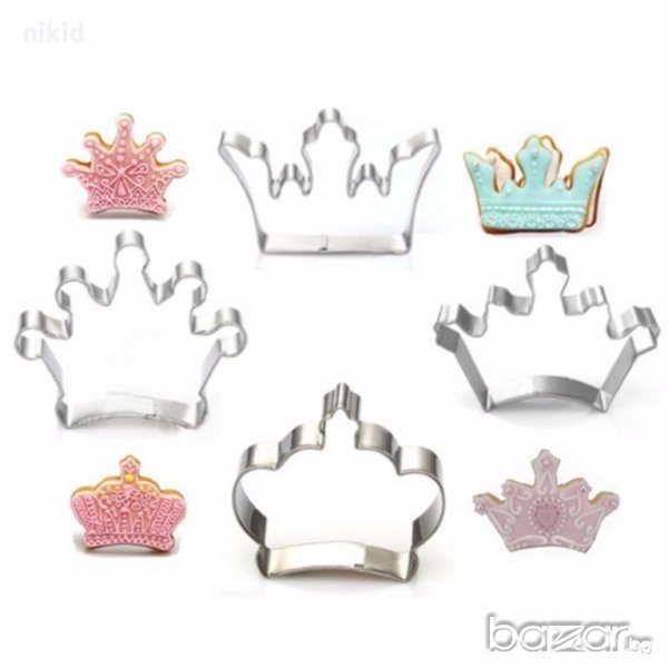 сет 4 Корони корона различни резец метални резци форми  за декорация бисквитки и фондан тесто украса, снимка 1