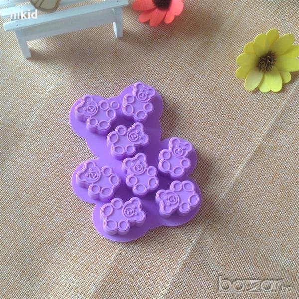 8 мечета мече силиконов молд форма калъп за шоколад желе гипс сапун фондан бонбон, снимка 1