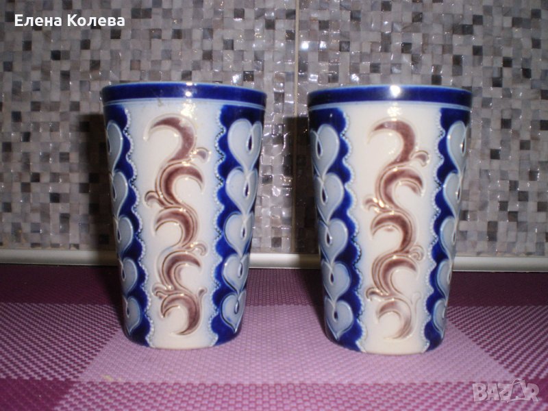 Керамични чаши и декоративен поднос, снимка 1