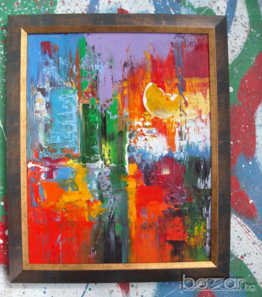  Абстракция СИТИ картина, oil on canvas painting, abstract, Мима / Art by MiMa , снимка 1