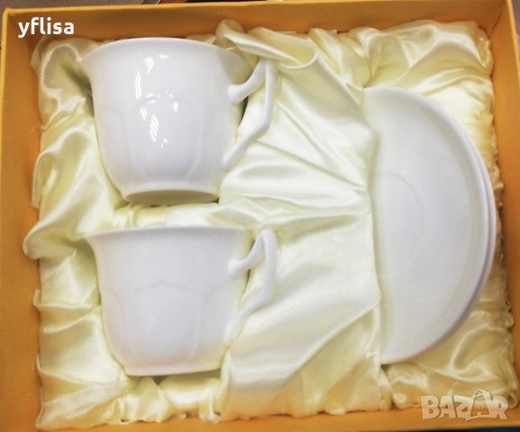 Комплект бели чаши за кафе/чай от костен порцелан