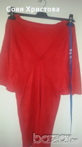 Дамска блуза туника С, М тип прилеп червена, снимка 4 - Туники - 14036663